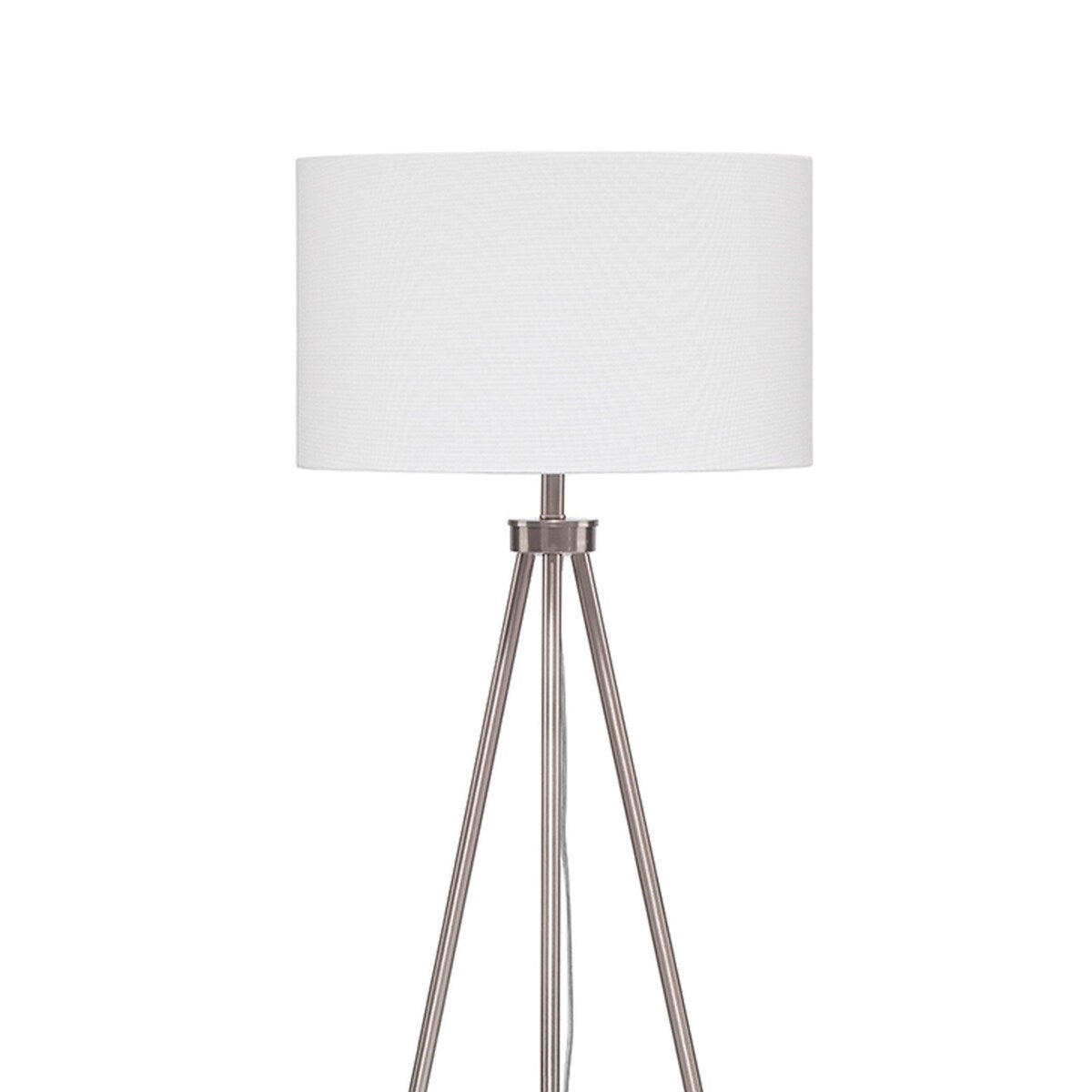 Floor Lamp with Tripod Stand and Round Shade, Silver