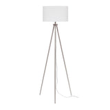 Floor Lamp with Tripod Stand and Round Shade, Silver