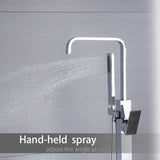 Floor Mount Bathtub Faucet Freestanding Tub Filler Polish Chrome Finish Shower Faucets with Handheld Shower