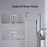 Floor Mount Bathtub Faucet Freestanding Tub Filler Polish Chrome Finish Shower Faucets with Handheld Shower