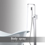 Floor Mount Bathtub Faucet Freestanding Tub Filler Polish Chrome Finish Shower Faucets with Handheld Shower