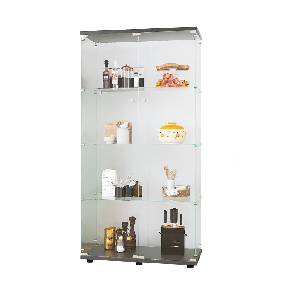 Floor Standing LED Lights Glass Display Cabinet with 4 Shelves