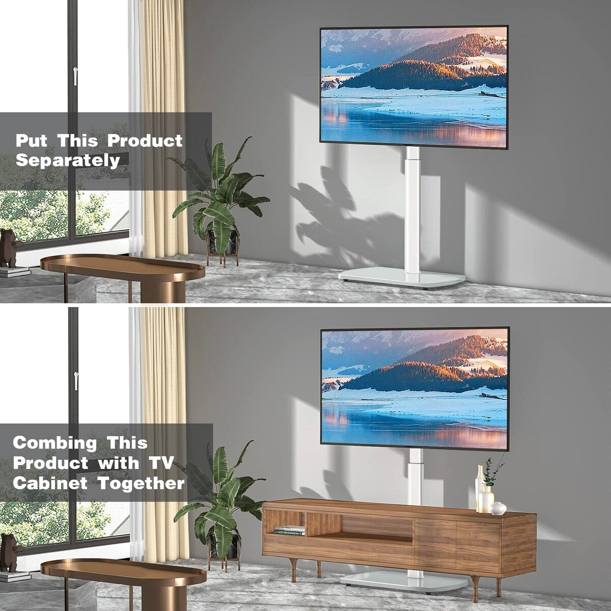 Floor TV Stand with Swivel Mount for Most 26 to 65 Inch LCD LED OLED Plasma Flat/Curved Screen TVs