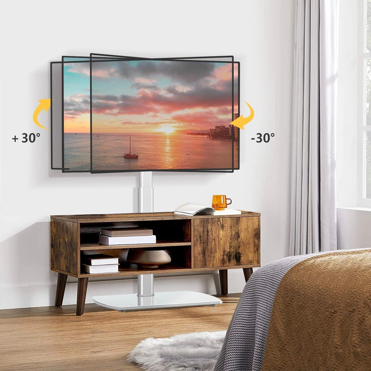 Floor TV Stand with Swivel Mount for Most 26 to 65 Inch LCD LED OLED Plasma Flat/Curved Screen TVs