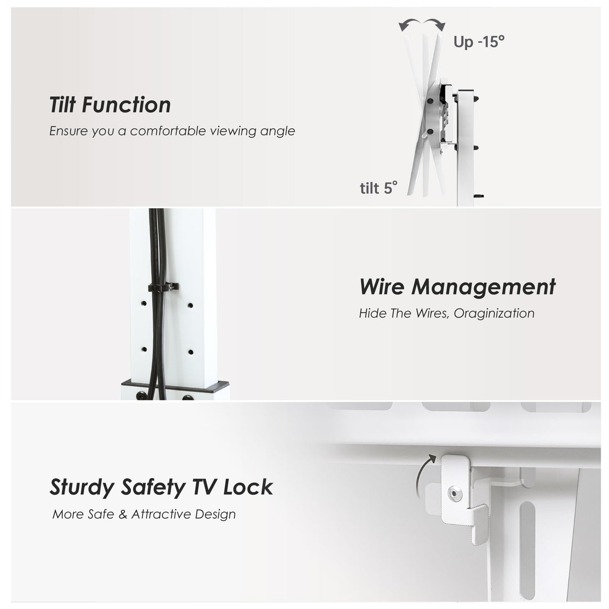 Floor TV Stands with Swivel TILT Mount for 32 - 75 Inch LCD LED TVs with Iron Base Adjustable Shelf Universal Television Stands