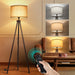63 in. Black Walnut Tripod Floor Lamp with Solid Wood Legs