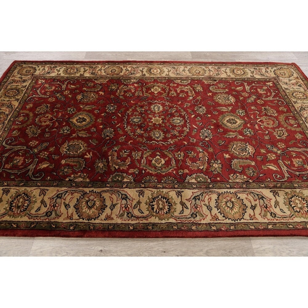 Floral Agra Indian Home Decor Area Rug Hand-tufted Oriental Carpet - 5'6" x 8'6"