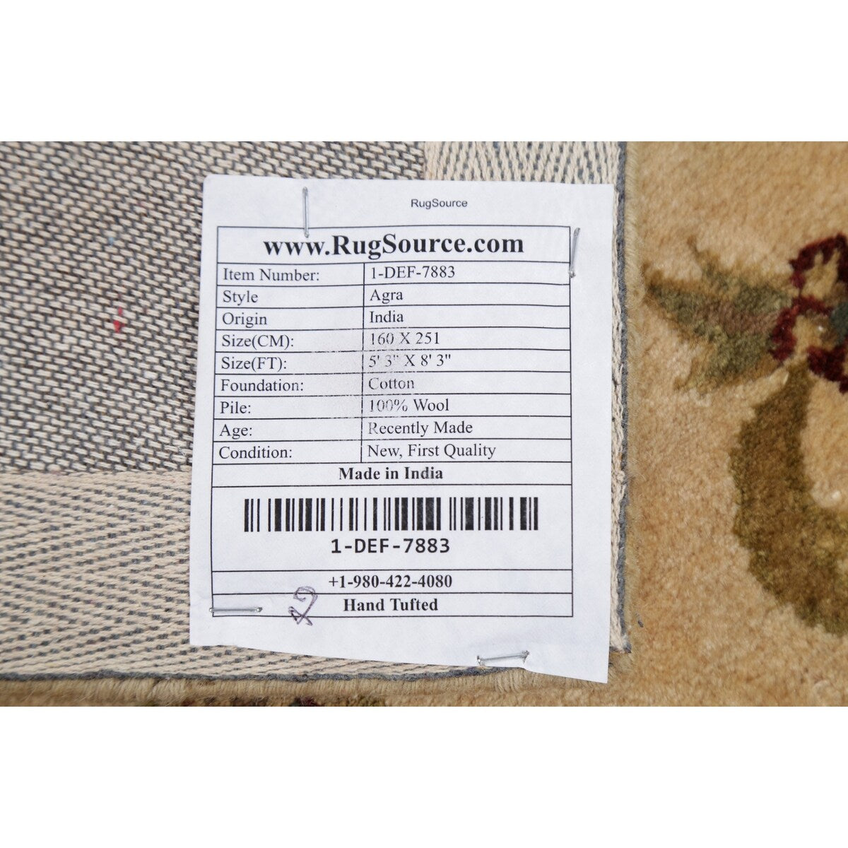 Floral Agra Oriental Area Rug Hand-tufted Wool Carpet - 5'3" x 8'3"