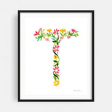Floral Alphabet Letter XX Typography Nature Art Print/Poster