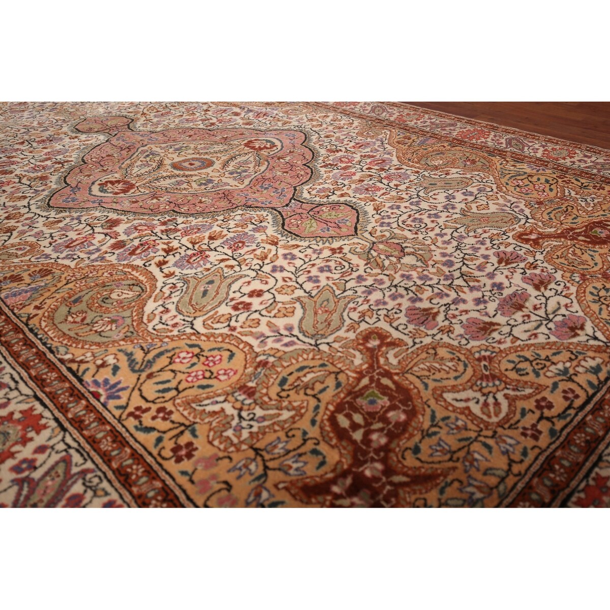 Floral Anatolian Oriental Vintage Area Rug Hand-Knotted Wool Carpet - 6'7" X 10'5"