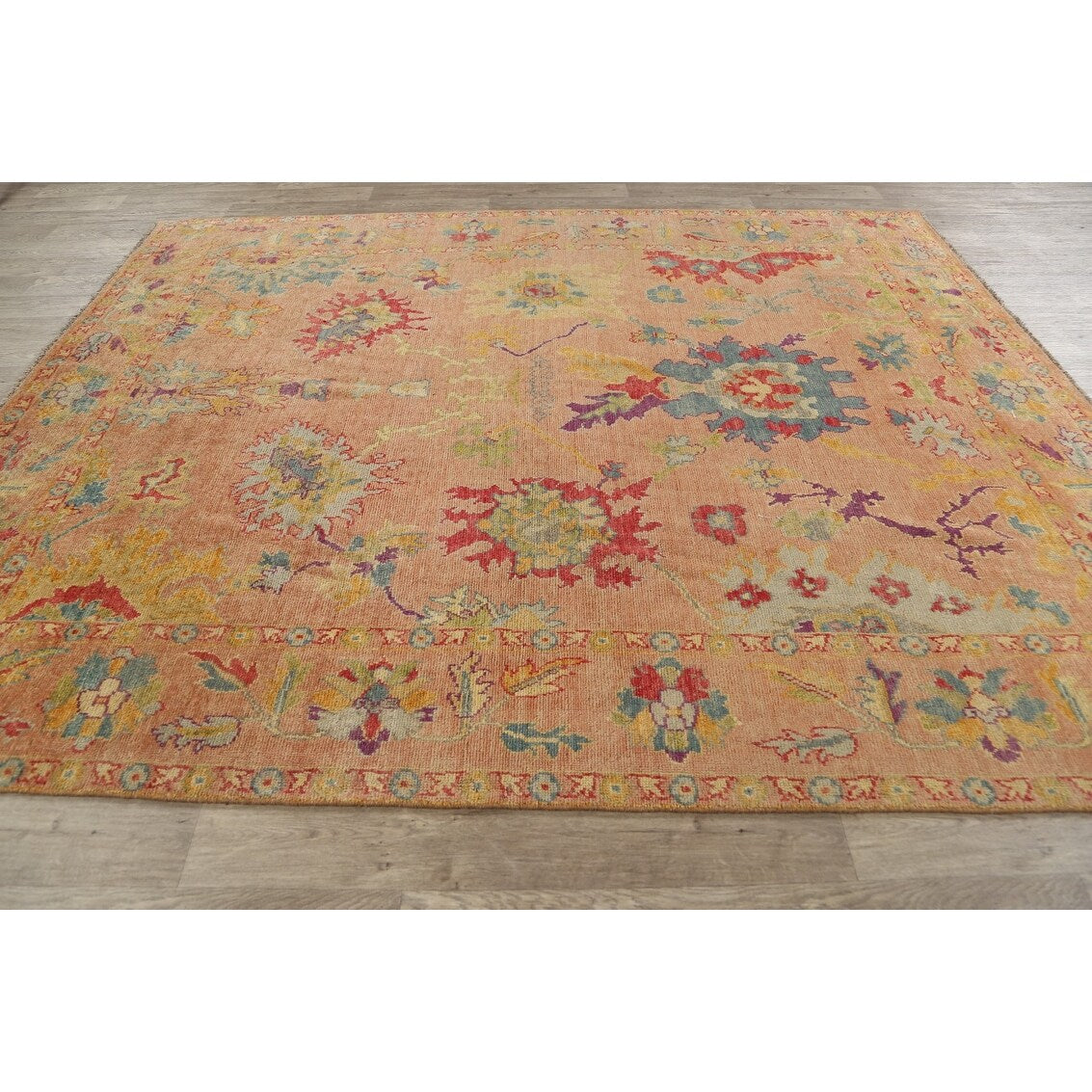 Floral Authentic Oushak Turkish Oriental Area Rug Wool Handmade - 7'6" x 9'3"