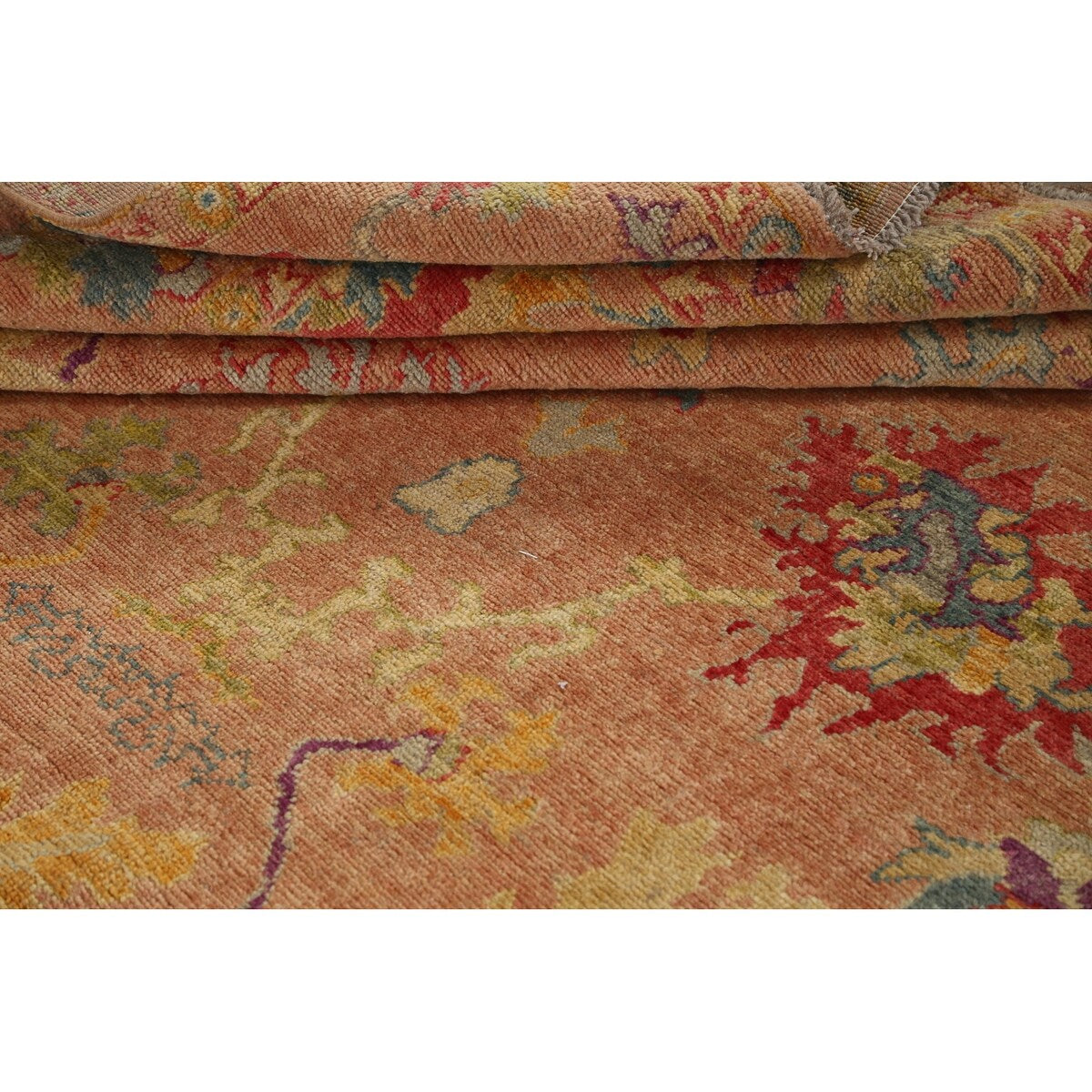 Floral Authentic Oushak Turkish Oriental Area Rug Wool Handmade - 7'6" x 9'3"