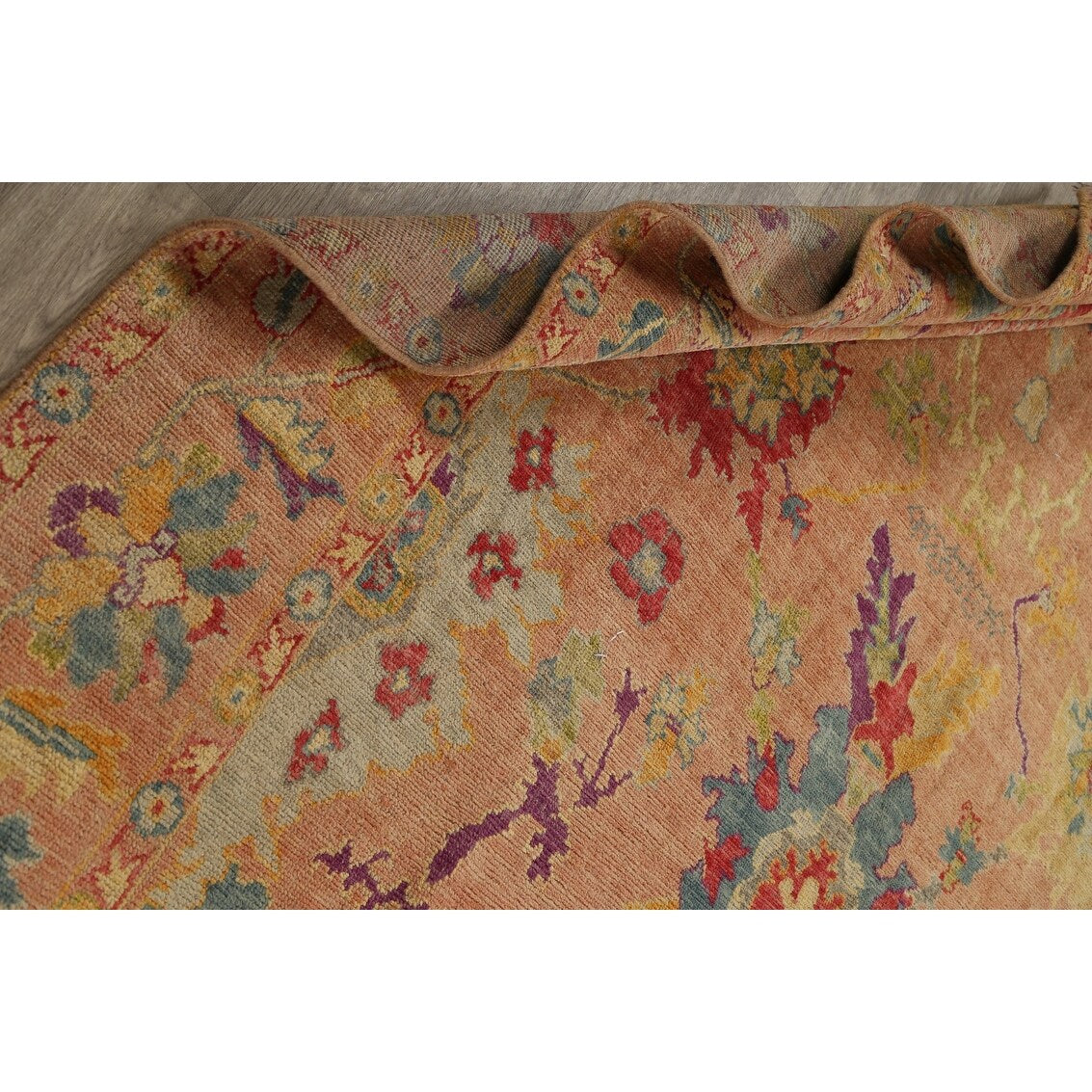 Floral Authentic Oushak Turkish Oriental Area Rug Wool Handmade - 7'6" x 9'3"