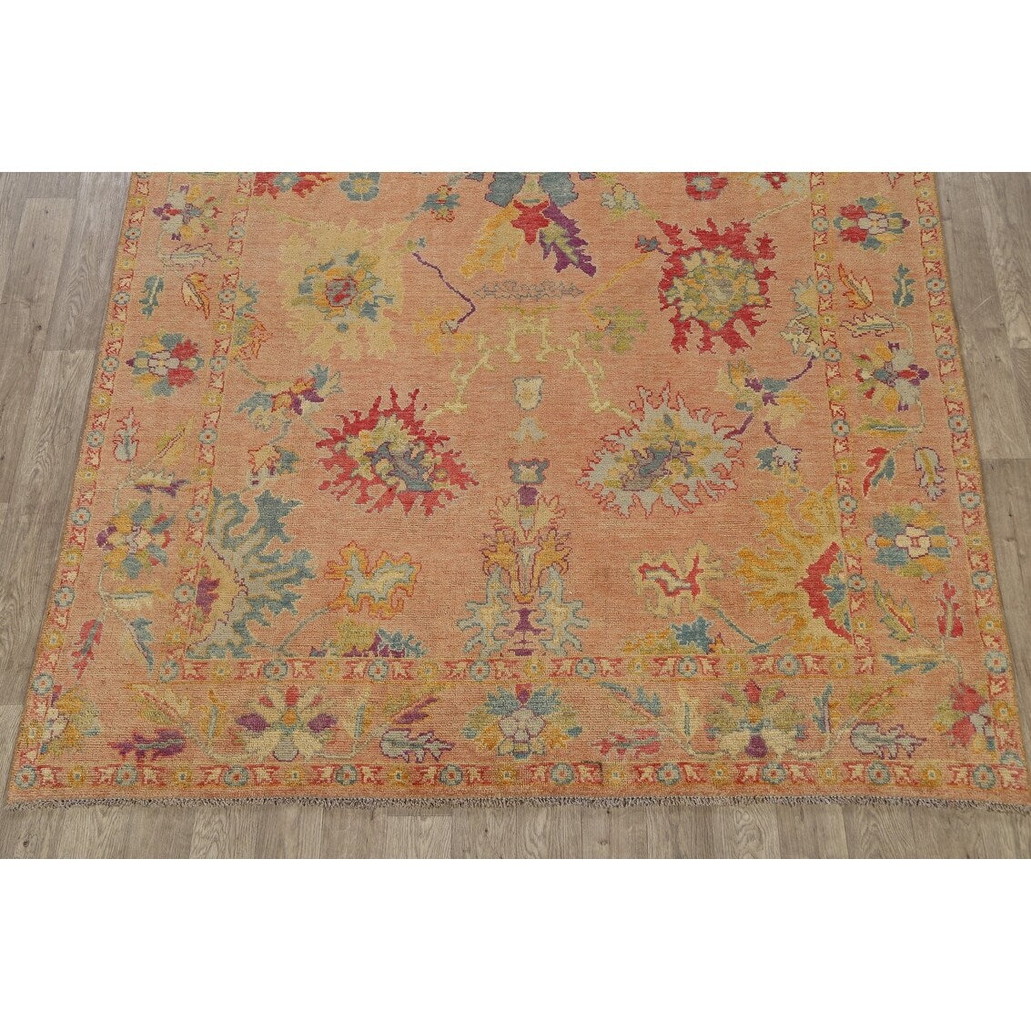 Floral Authentic Oushak Turkish Oriental Area Rug Wool Handmade - 7'6" x 9'3"