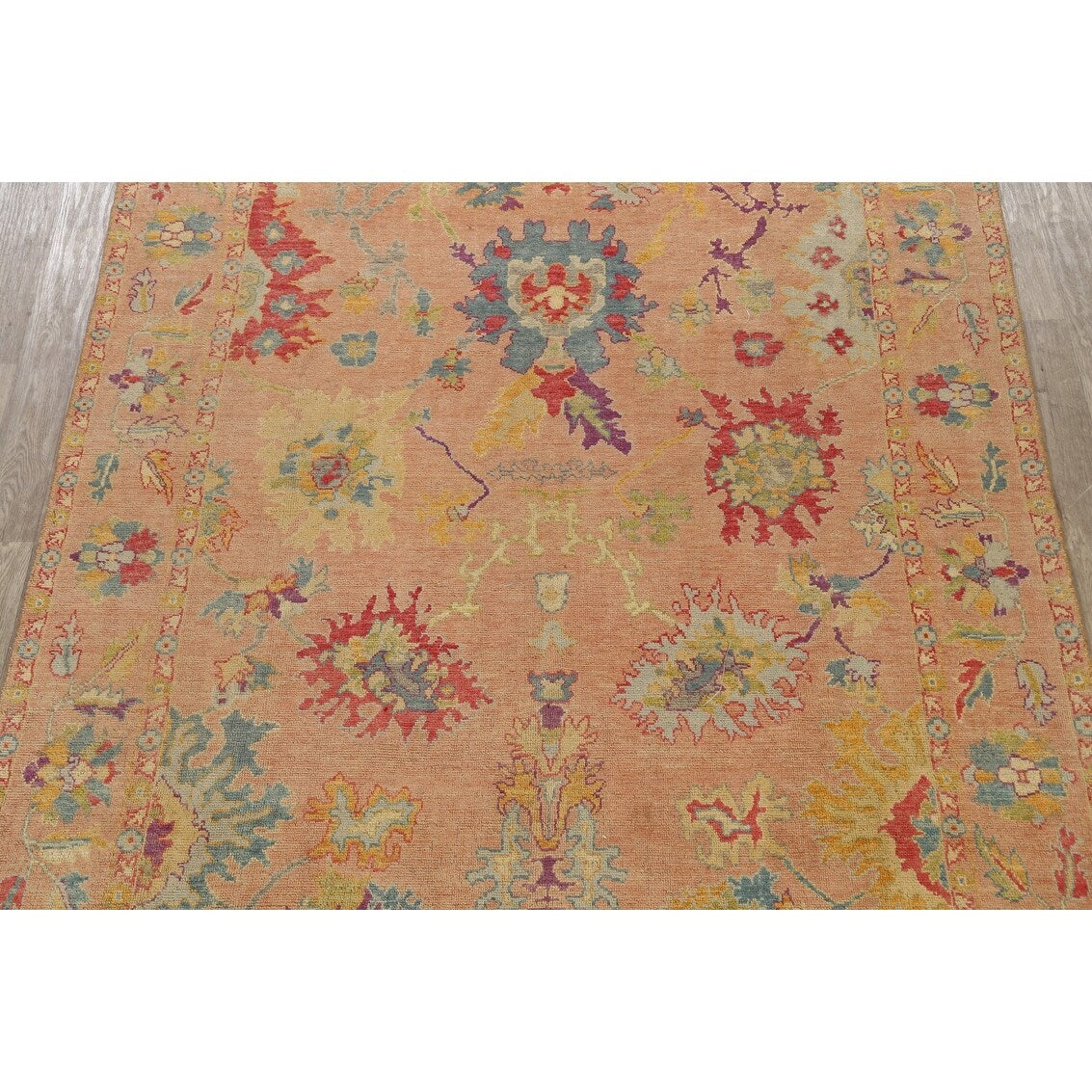 Floral Authentic Oushak Turkish Oriental Area Rug Wool Handmade - 7'6" x 9'3"