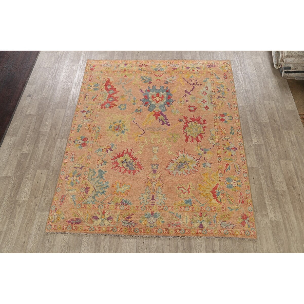 Floral Authentic Oushak Turkish Oriental Area Rug Wool Handmade - 7'6" x 9'3"