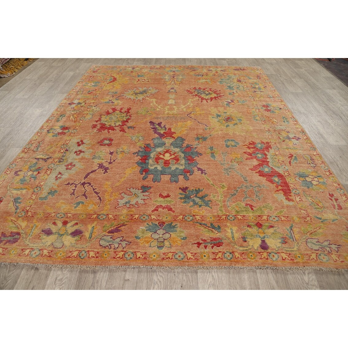 Floral Authentic Oushak Turkish Oriental Area Rug Wool Handmade - 7'6" x 9'3"