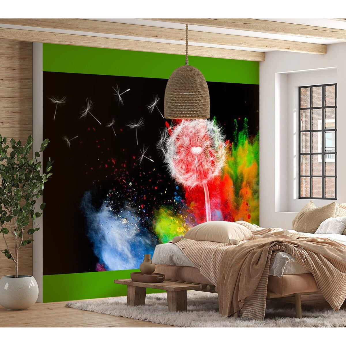 Floral Botanical Non-pasted Wallpaper Wall Mural - Colourful Dandelion