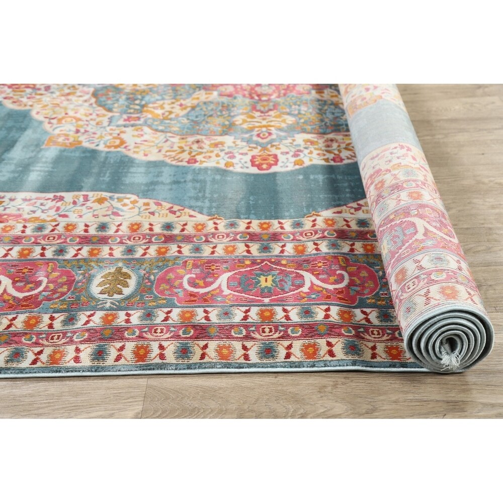 Floral Distressed Turkish Vintage Style Oriental Area Rug Traditional