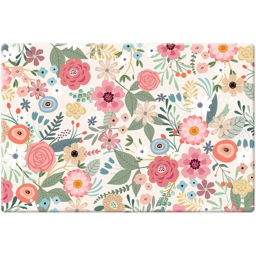 Floral Frenzy 30” x 20” Decorative Comfort Floor Mat Manufactured in The USA, Waterproof, Reduces Muscle Fatigue, Easy to Clean