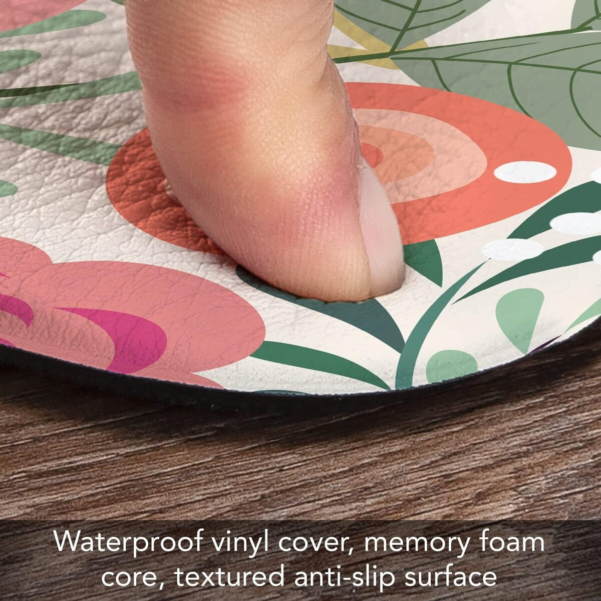 Floral Frenzy 30” x 20” Decorative Comfort Floor Mat Manufactured in The USA, Waterproof, Reduces Muscle Fatigue, Easy to Clean