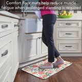 Floral Frenzy 30” x 20” Decorative Comfort Floor Mat Manufactured in The USA, Waterproof, Reduces Muscle Fatigue, Easy to Clean