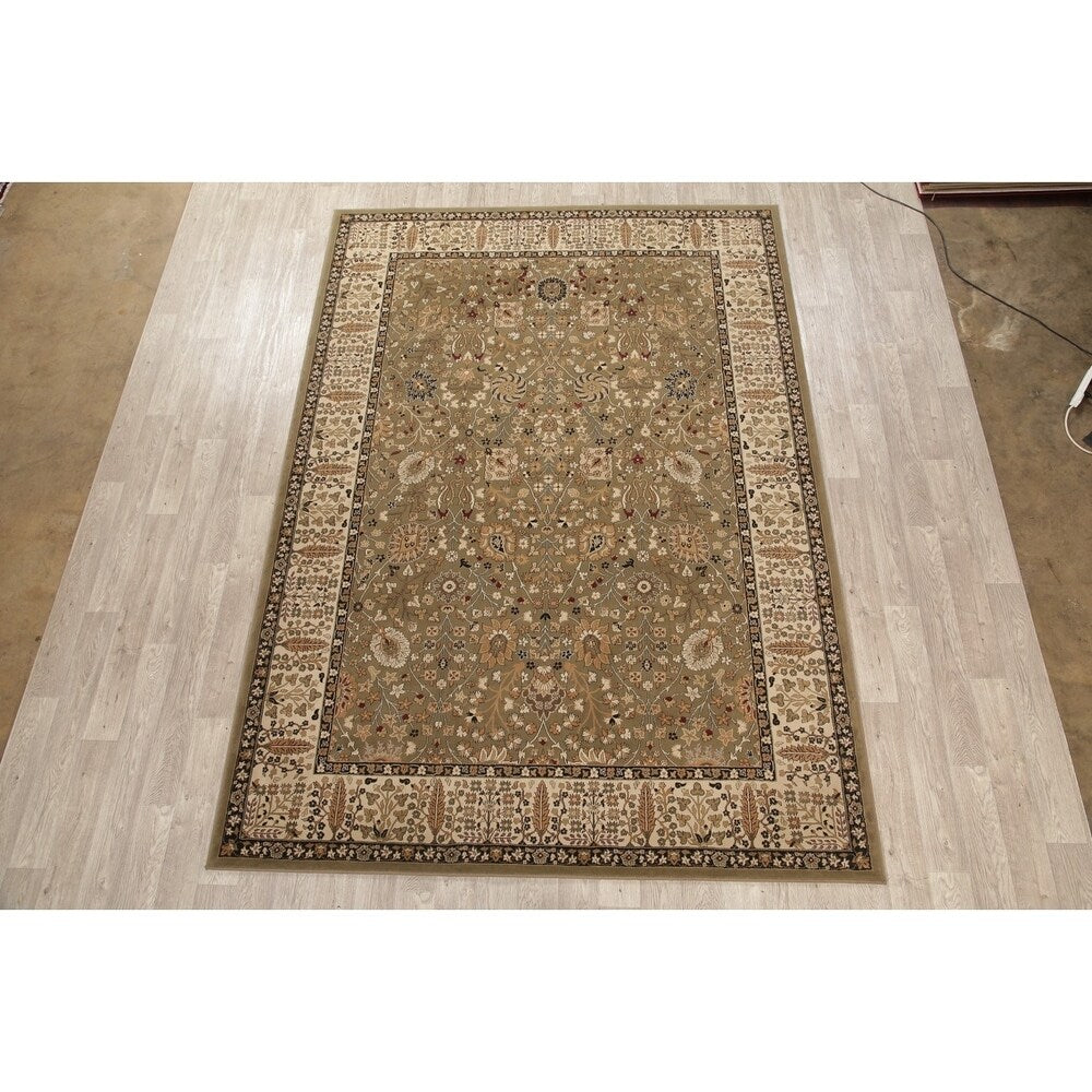 Floral Green Oushak Turkish Oriental Area Rug - 7' 10'' X 11' 2''