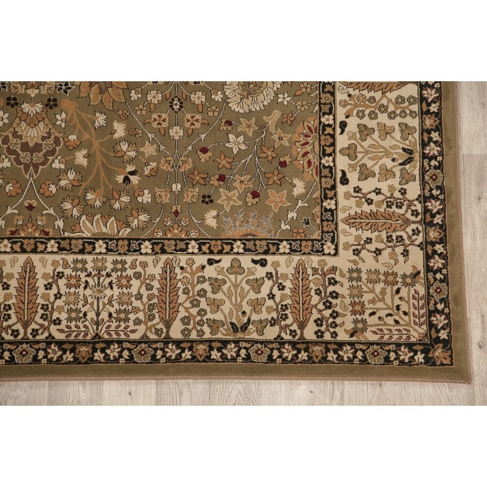 Floral Green Oushak Turkish Oriental Area Rug - 7' 10'' X 11' 2''