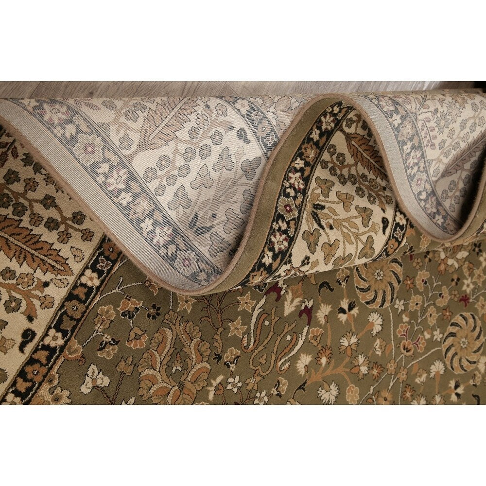 Floral Green Oushak Turkish Oriental Area Rug - 7' 10'' X 11' 2''