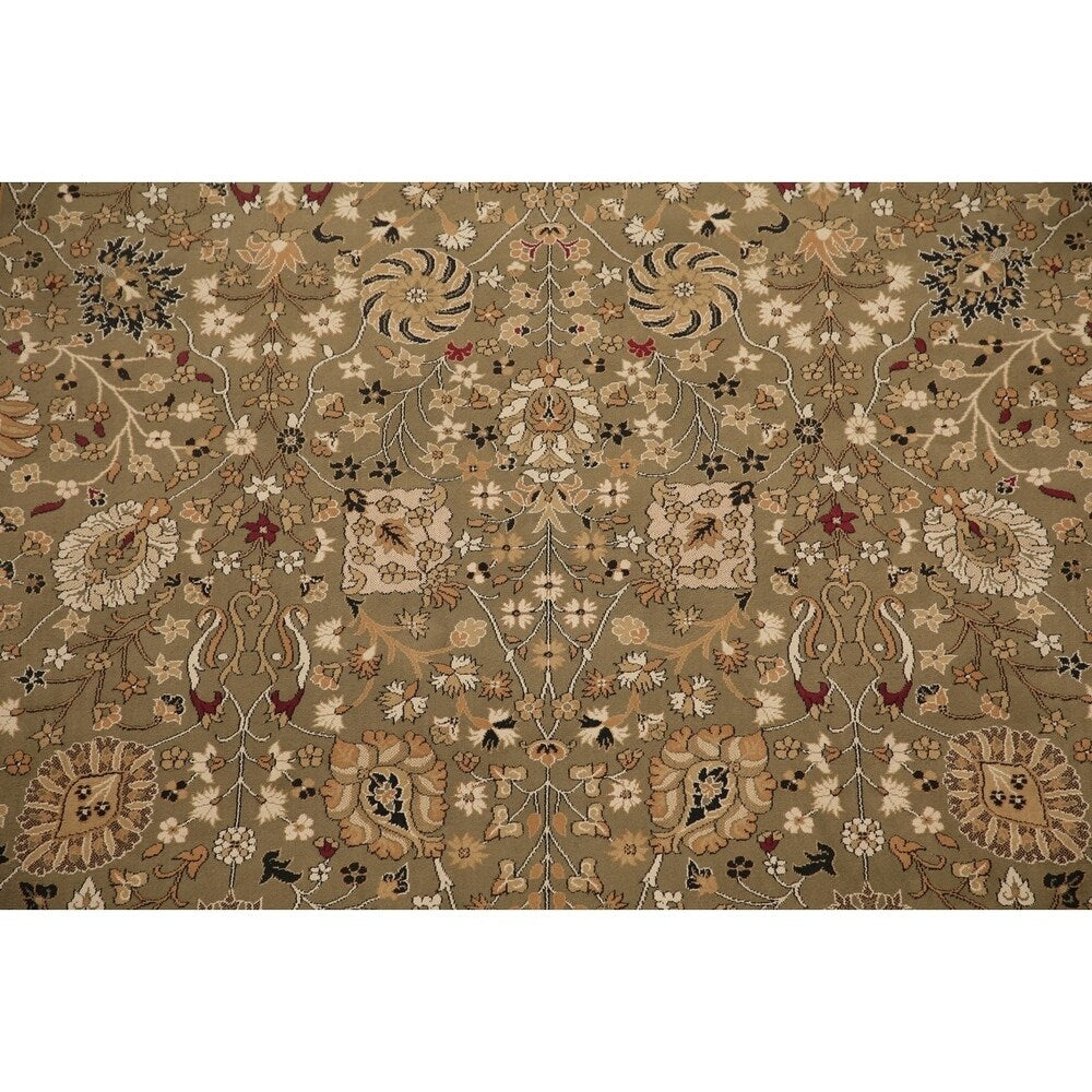 Floral Green Oushak Turkish Oriental Area Rug - 7' 10'' X 11' 2''