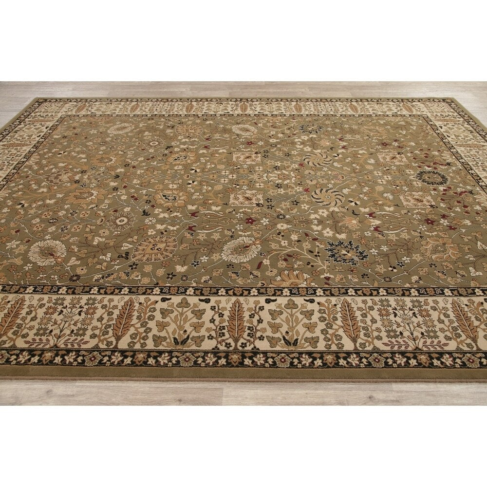 Floral Green Oushak Turkish Oriental Area Rug - 7' 10'' X 11' 2''
