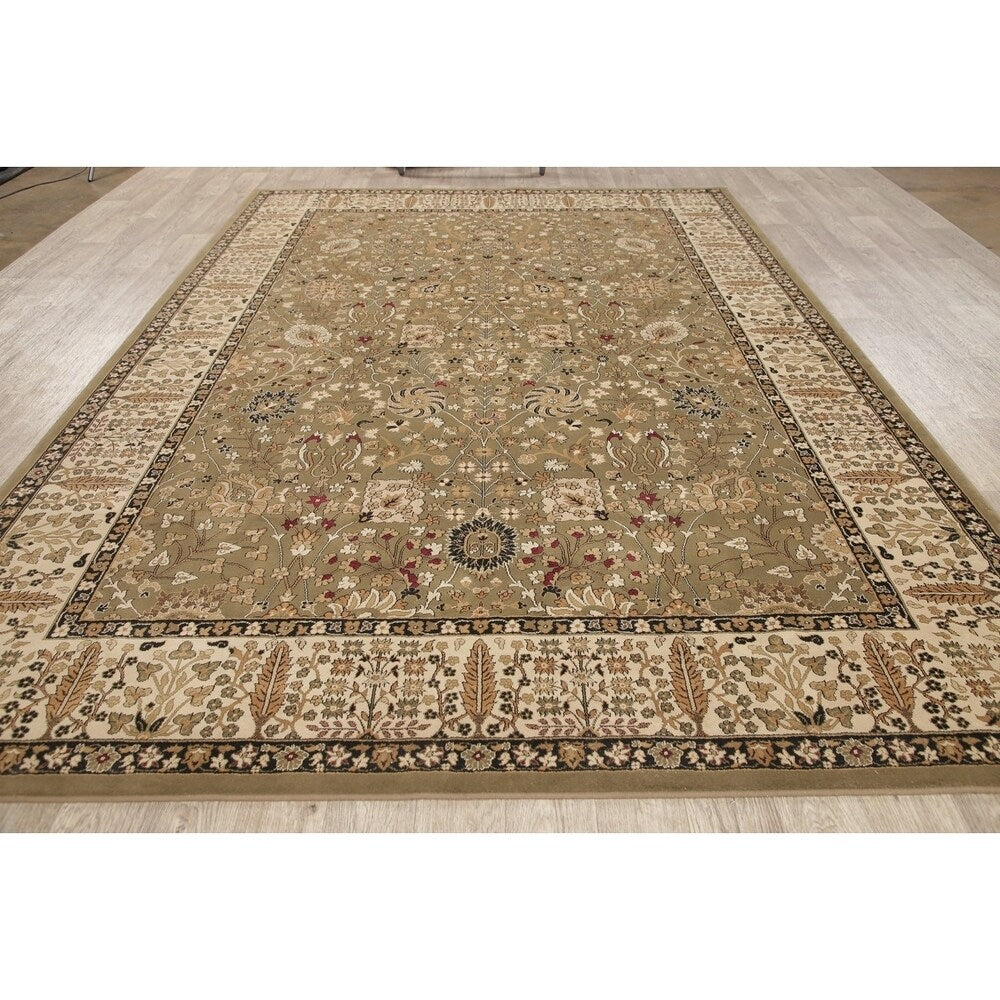 Floral Green Oushak Turkish Oriental Area Rug - 7' 10'' X 11' 2''