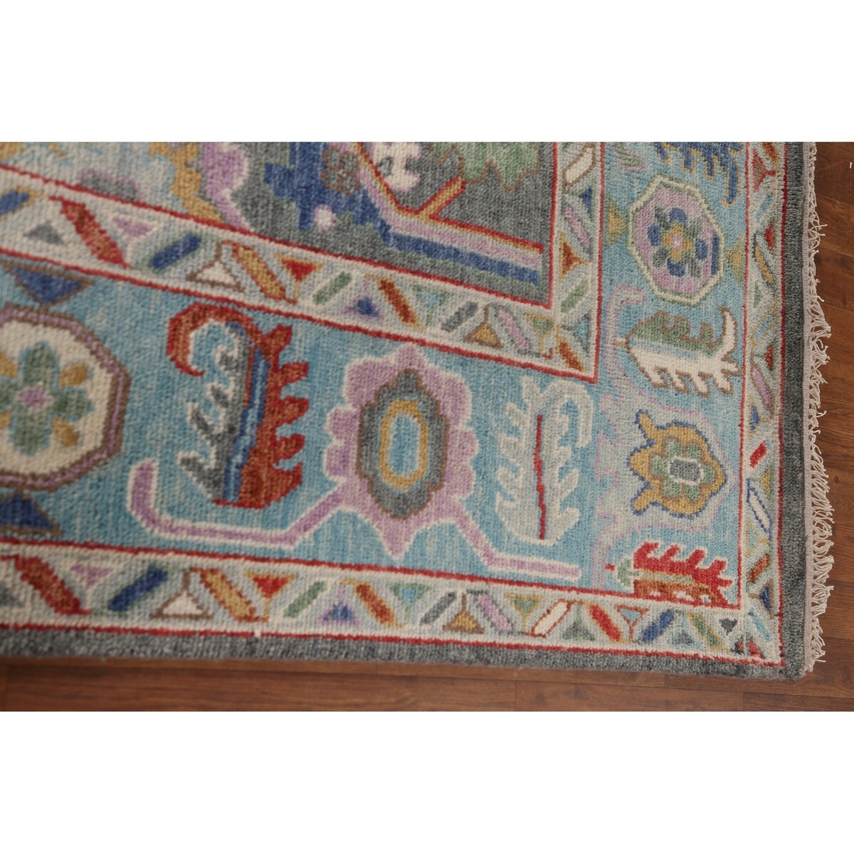 Floral Grey Oushak Oriental Area Rug Handmade Transitional Wool Carpet - 8'1"x 10'0"