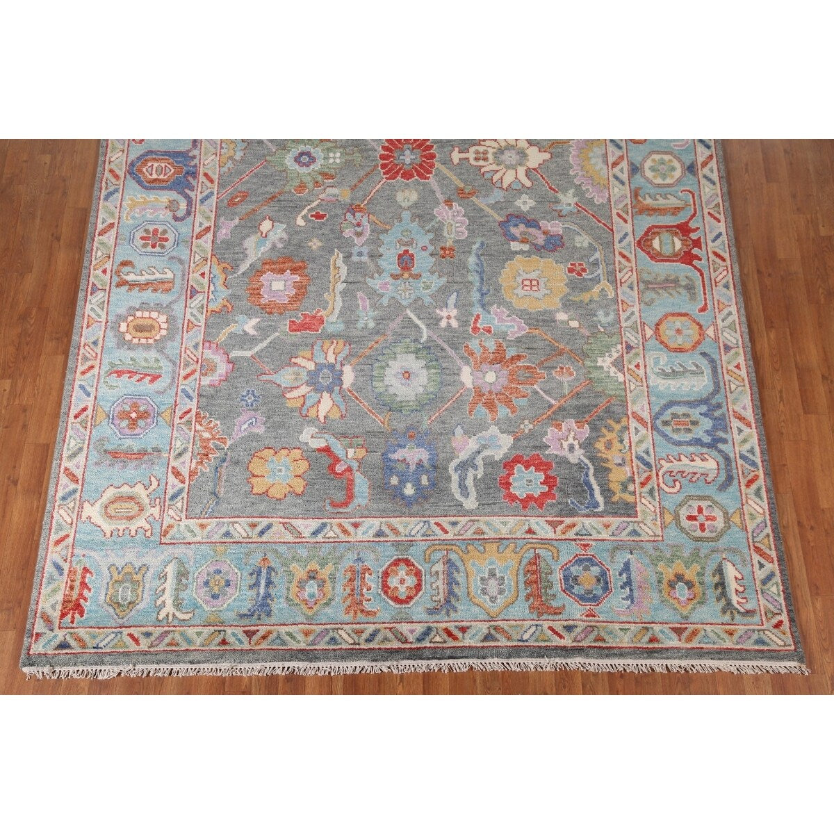 Floral Grey Oushak Oriental Area Rug Handmade Transitional Wool Carpet - 8'1"x 10'0"
