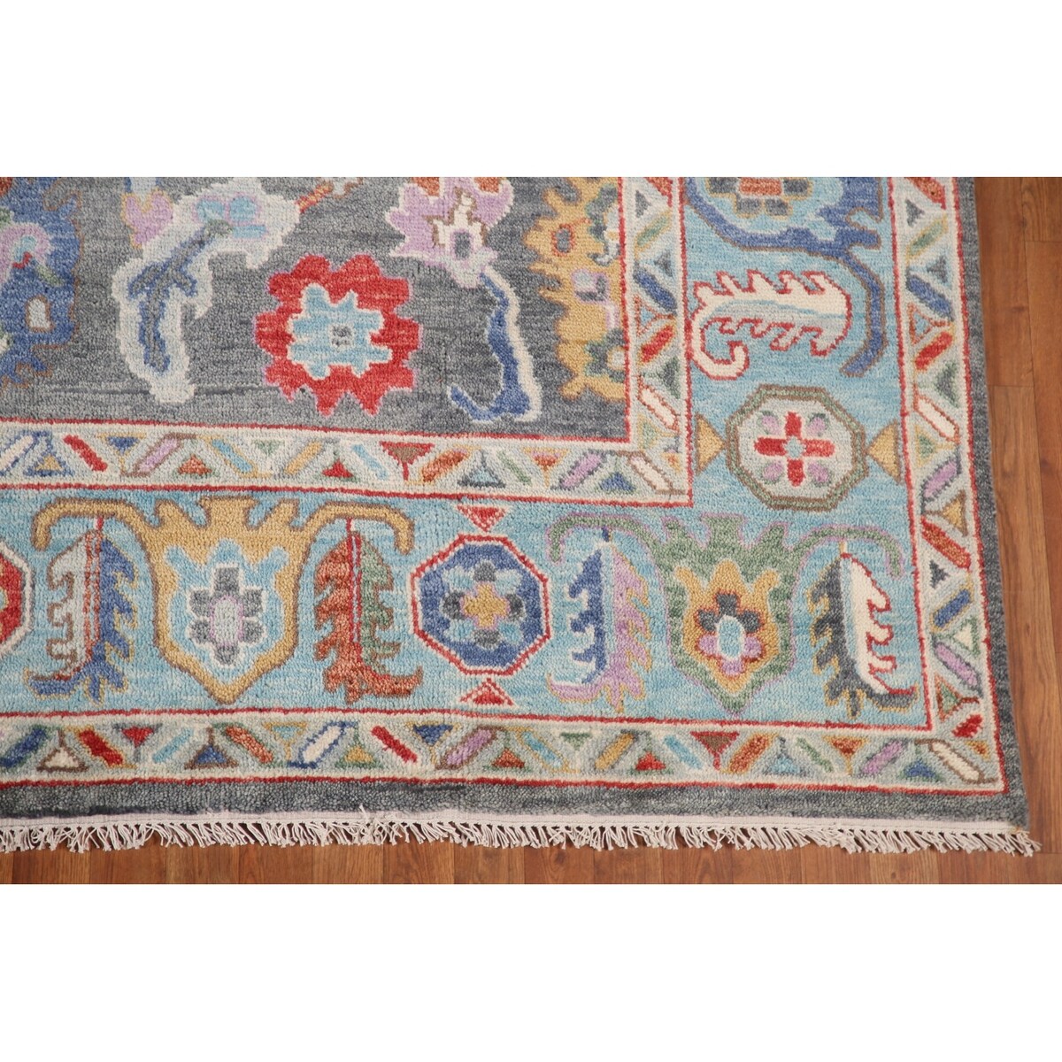 Floral Grey Oushak Oriental Area Rug Handmade Transitional Wool Carpet - 8'1"x 10'0"