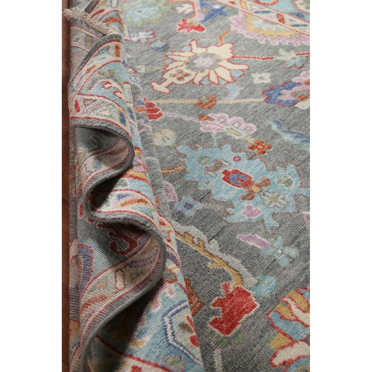Floral Grey Oushak Oriental Area Rug Handmade Transitional Wool Carpet - 8'1"x 10'0"