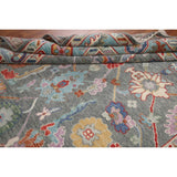 Floral Grey Oushak Oriental Area Rug Handmade Transitional Wool Carpet - 8'1"x 10'0"