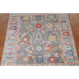 Floral Grey Oushak Oriental Area Rug Handmade Transitional Wool Carpet - 8'1"x 10'0"