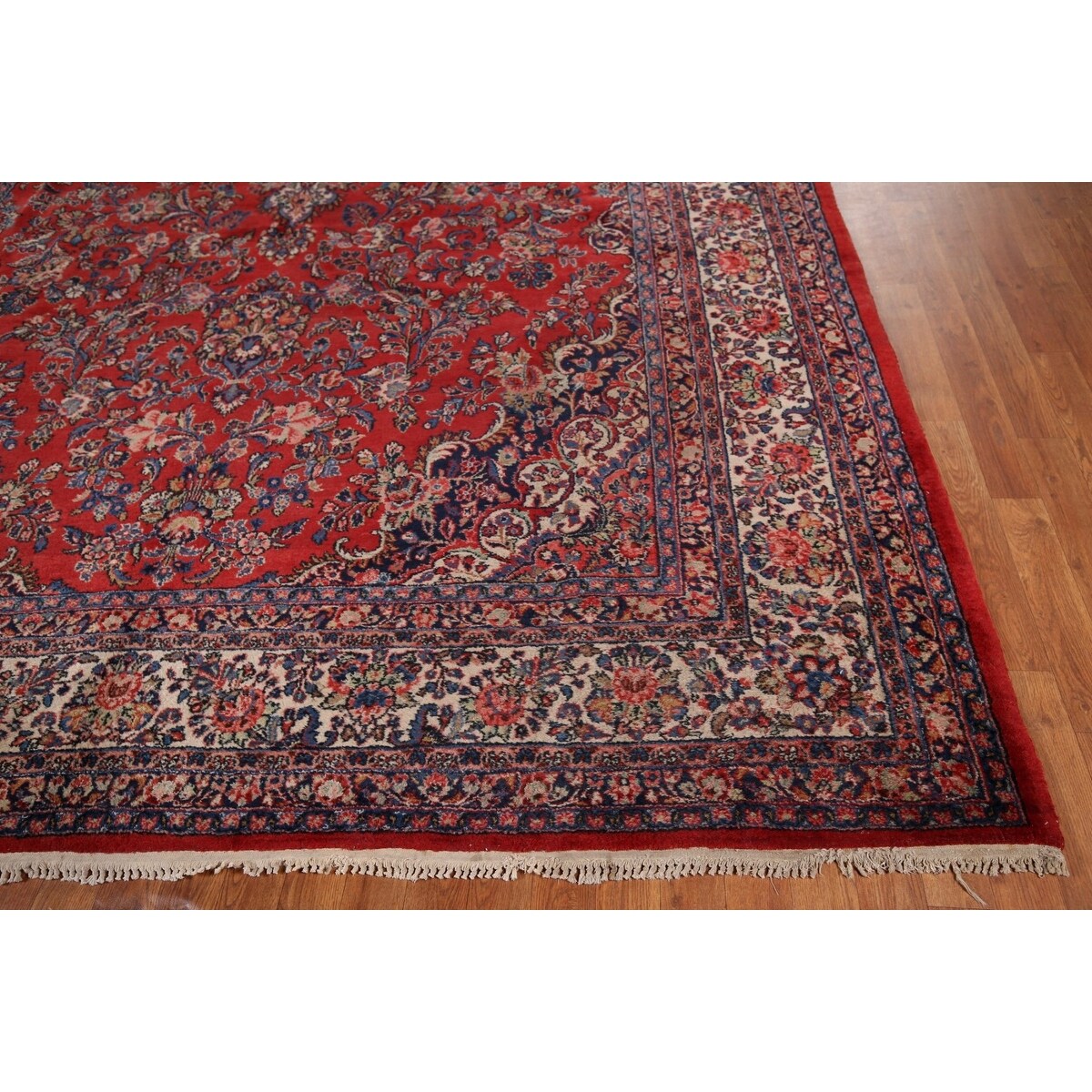 Floral Hamedan Large Vintage Persian Rug Hand-Knotted Wool Carpet - 8'11" x 17'11"