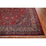 Floral Hamedan Large Vintage Persian Rug Hand-Knotted Wool Carpet - 8'11" x 17'11"