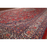 Floral Hamedan Large Vintage Persian Rug Hand-Knotted Wool Carpet - 8'11" x 17'11"