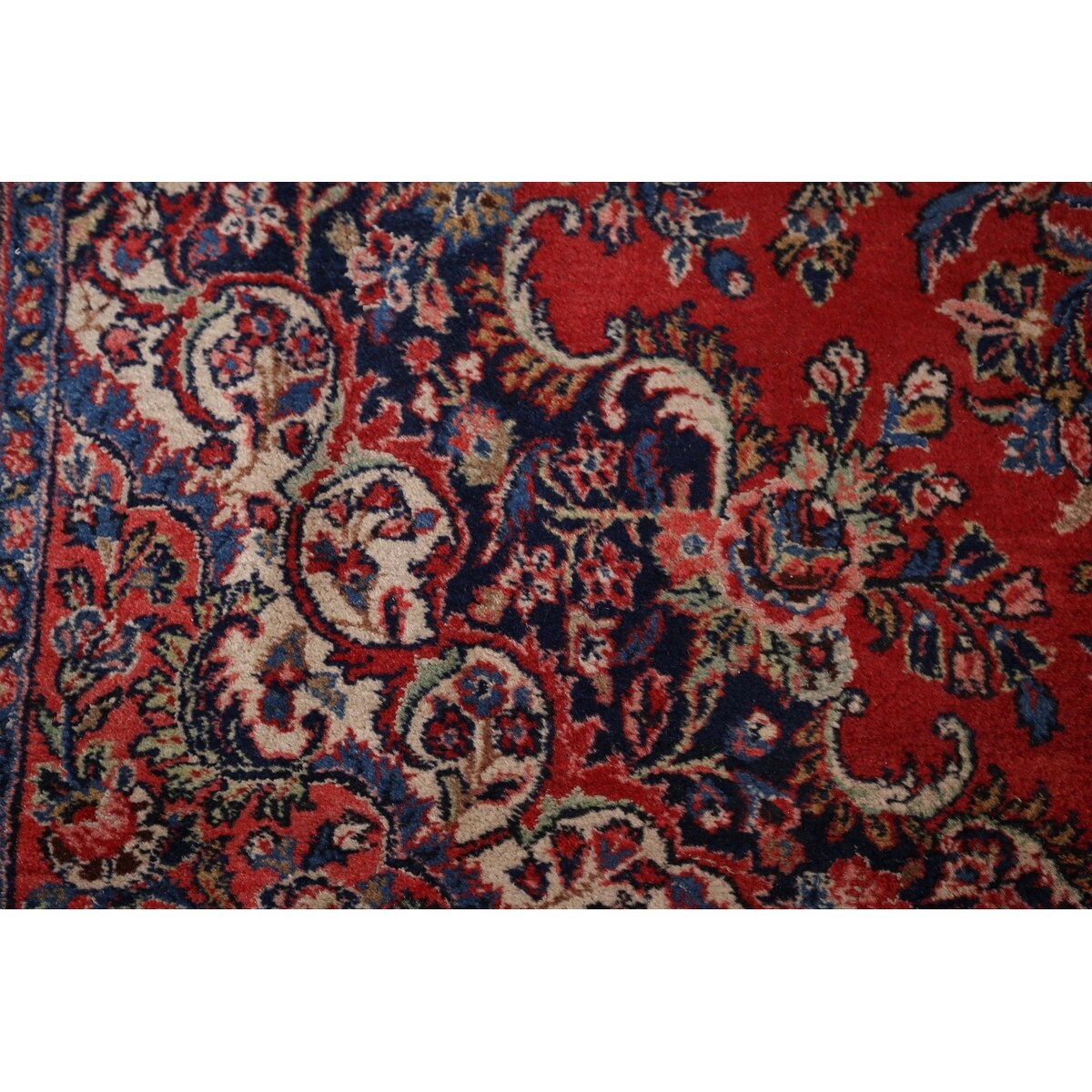 Floral Hamedan Large Vintage Persian Rug Hand-Knotted Wool Carpet - 8'11" x 17'11"