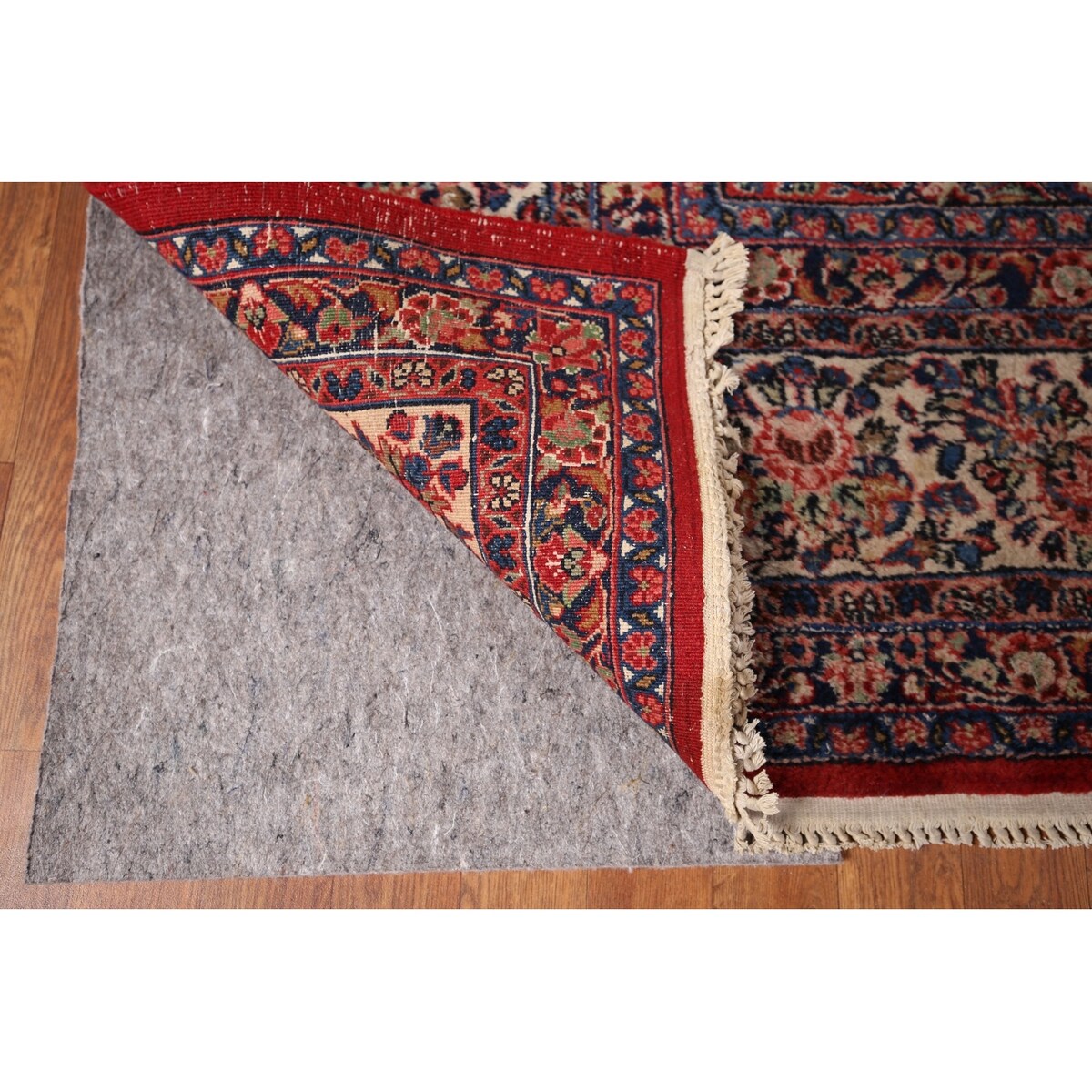 Floral Hamedan Large Vintage Persian Rug Hand-Knotted Wool Carpet - 8'11" x 17'11"