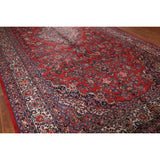 Floral Hamedan Large Vintage Persian Rug Hand-Knotted Wool Carpet - 8'11" x 17'11"