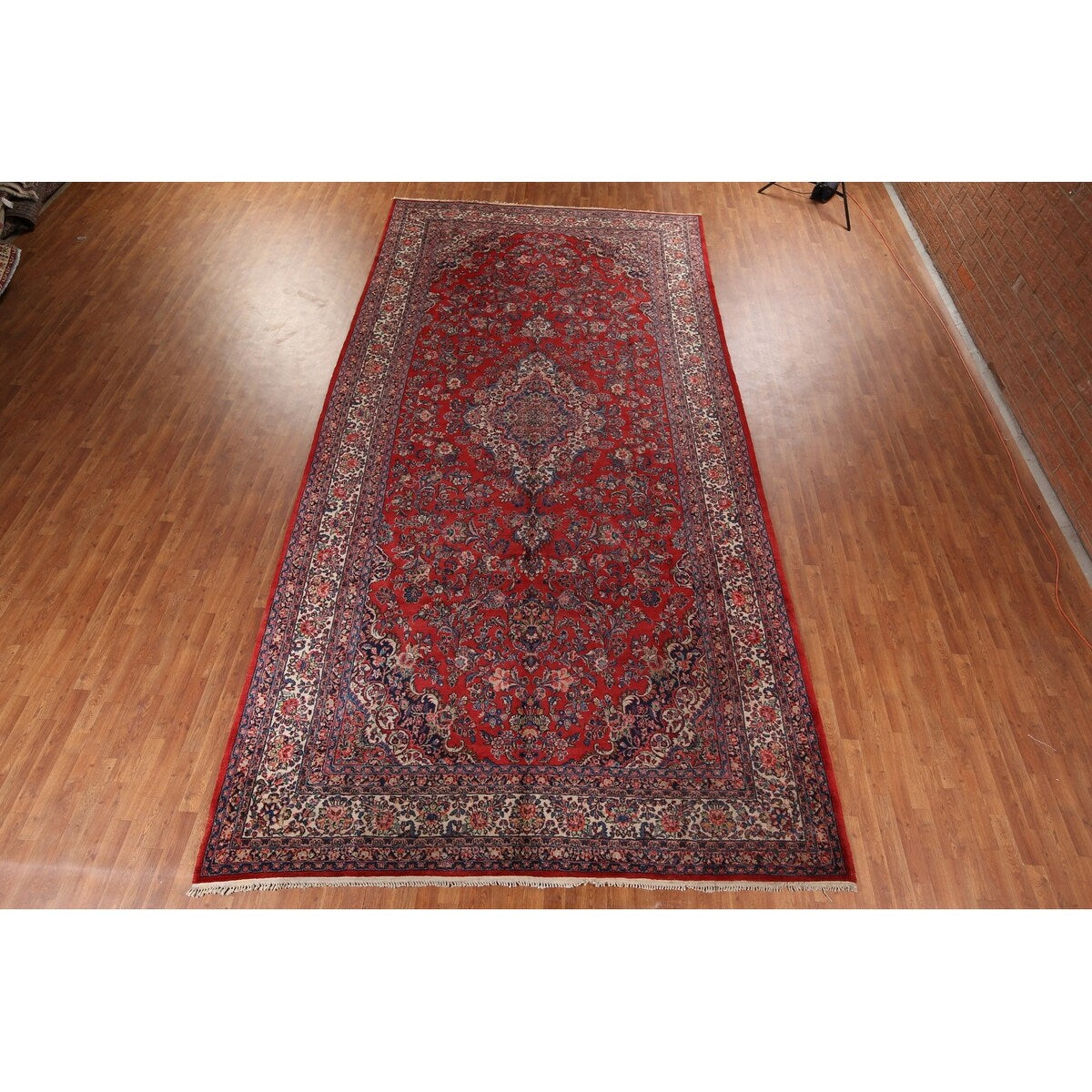 Floral Hamedan Large Vintage Persian Rug Hand-Knotted Wool Carpet - 8'11" x 17'11"
