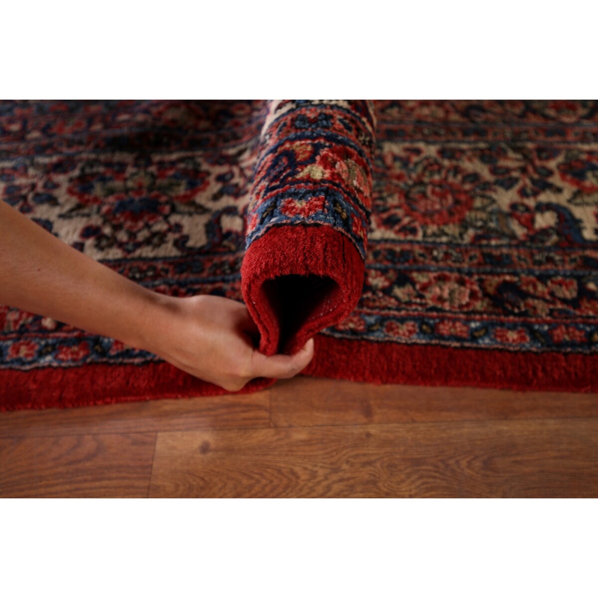 Floral Hamedan Large Vintage Persian Rug Hand-Knotted Wool Carpet - 8'11" x 17'11"