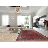 Floral Hamedan Large Vintage Persian Rug Hand-Knotted Wool Carpet - 8'11" x 17'11"