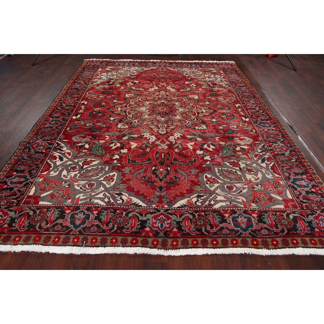 Floral Heriz Persian Area Rug Wool Hand-Knotted Living Room Carpet - 7'6" x 9'6"