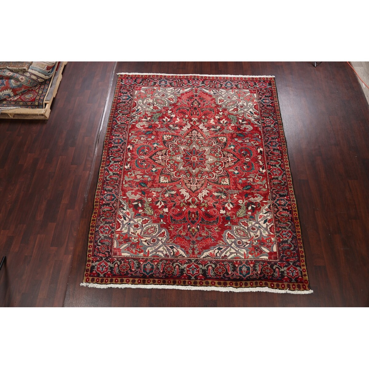 Floral Heriz Persian Area Rug Wool Hand-Knotted Living Room Carpet - 7'6" x 9'6"