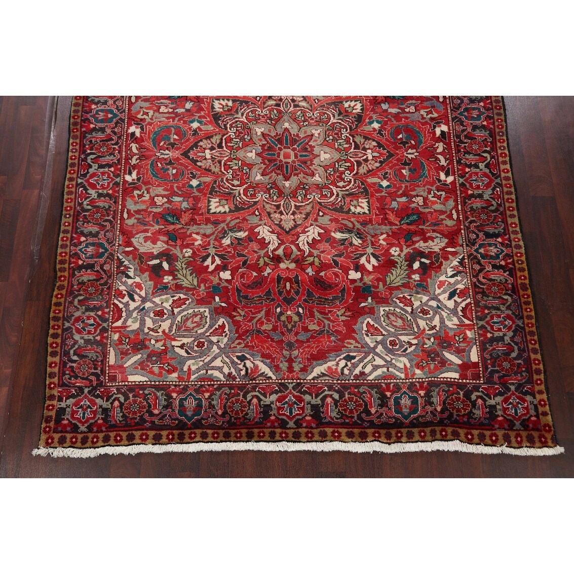 Floral Heriz Persian Area Rug Wool Hand-Knotted Living Room Carpet - 7'6" x 9'6"